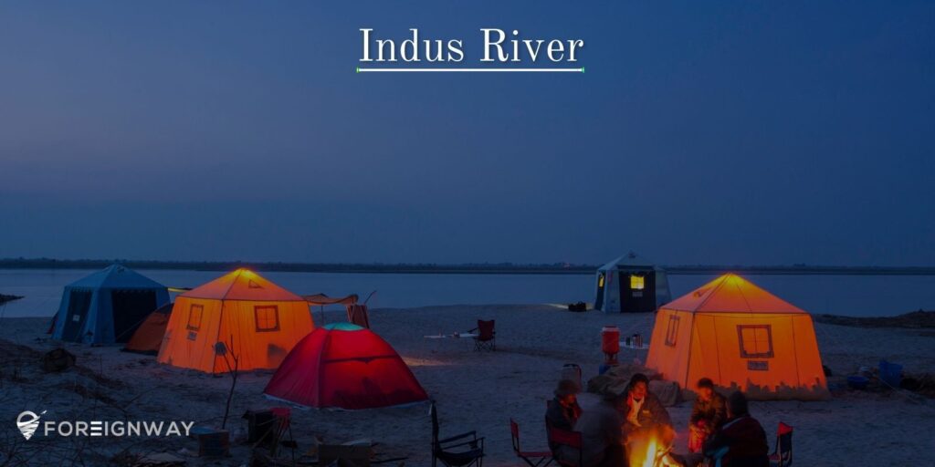 Indus River Pakistan, Camp fire in the beautiful night.